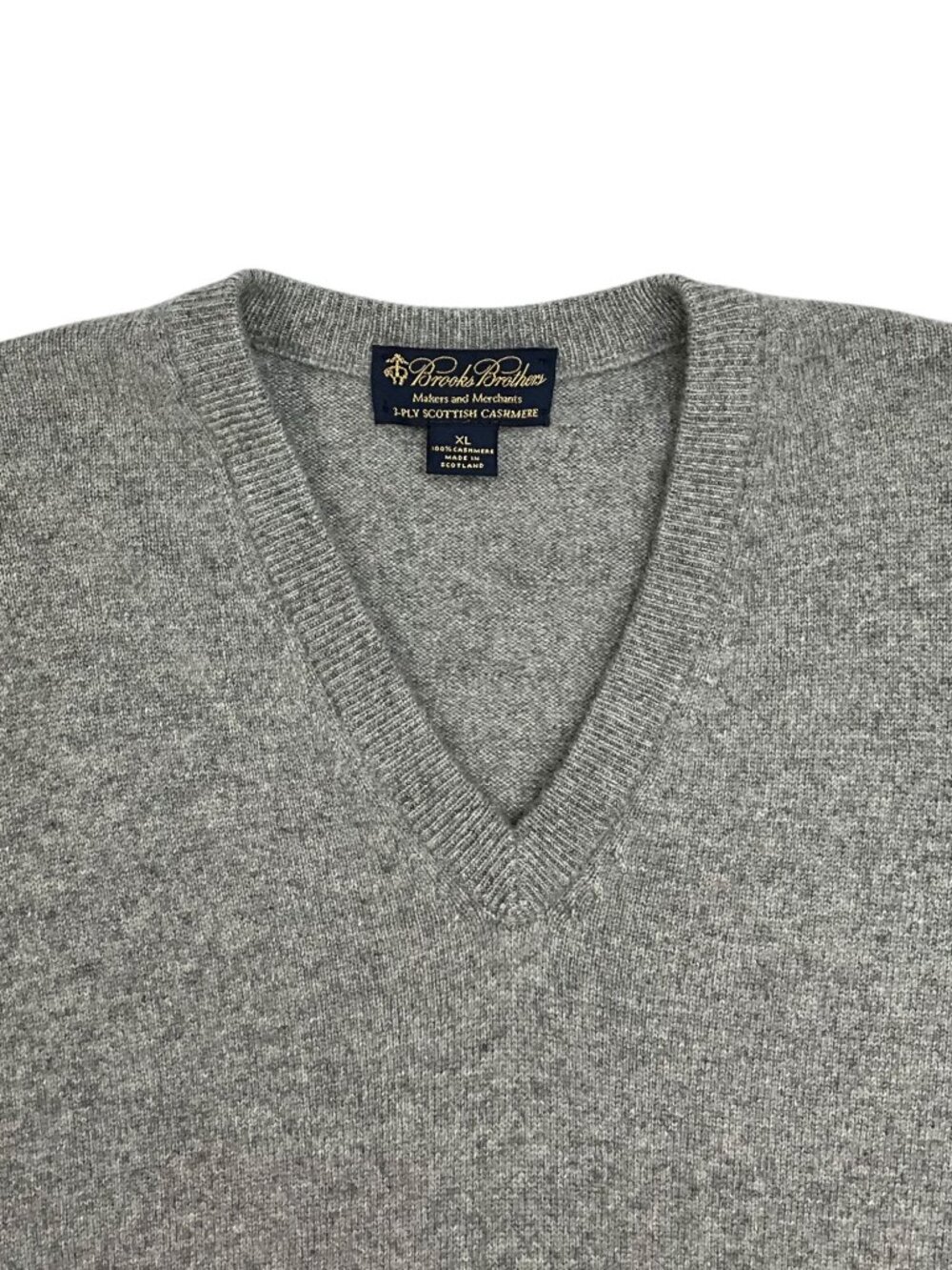 Brooks Brothers 3-Ply Cashmere V-Neck Sweater XL Gray Fall Quiet Luxury - Picture 4 of 12